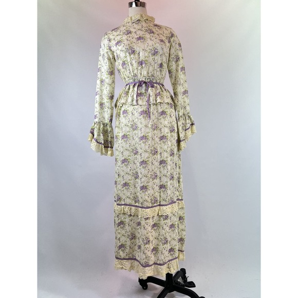 RARE Vintage 1970s Gunne Sax Floral Bustle Prairie Dress - Picture 2 of 10